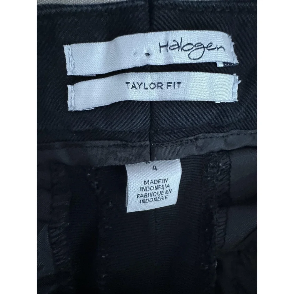 Halogen Taylor Fit Pants Womens 4 Black Ankle Tapered Twill Dress Work‎ Office